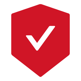 Red hexagon with black check mark.