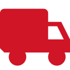 Red truck icon on black background.